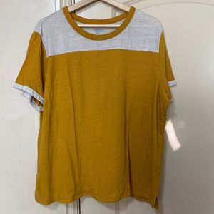 XL boyfriend tee shirt tshirt yellow white casual